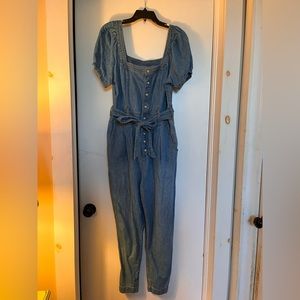 Anthropologie Denim Jumpsuit. Lightweight, belted with Pockets!